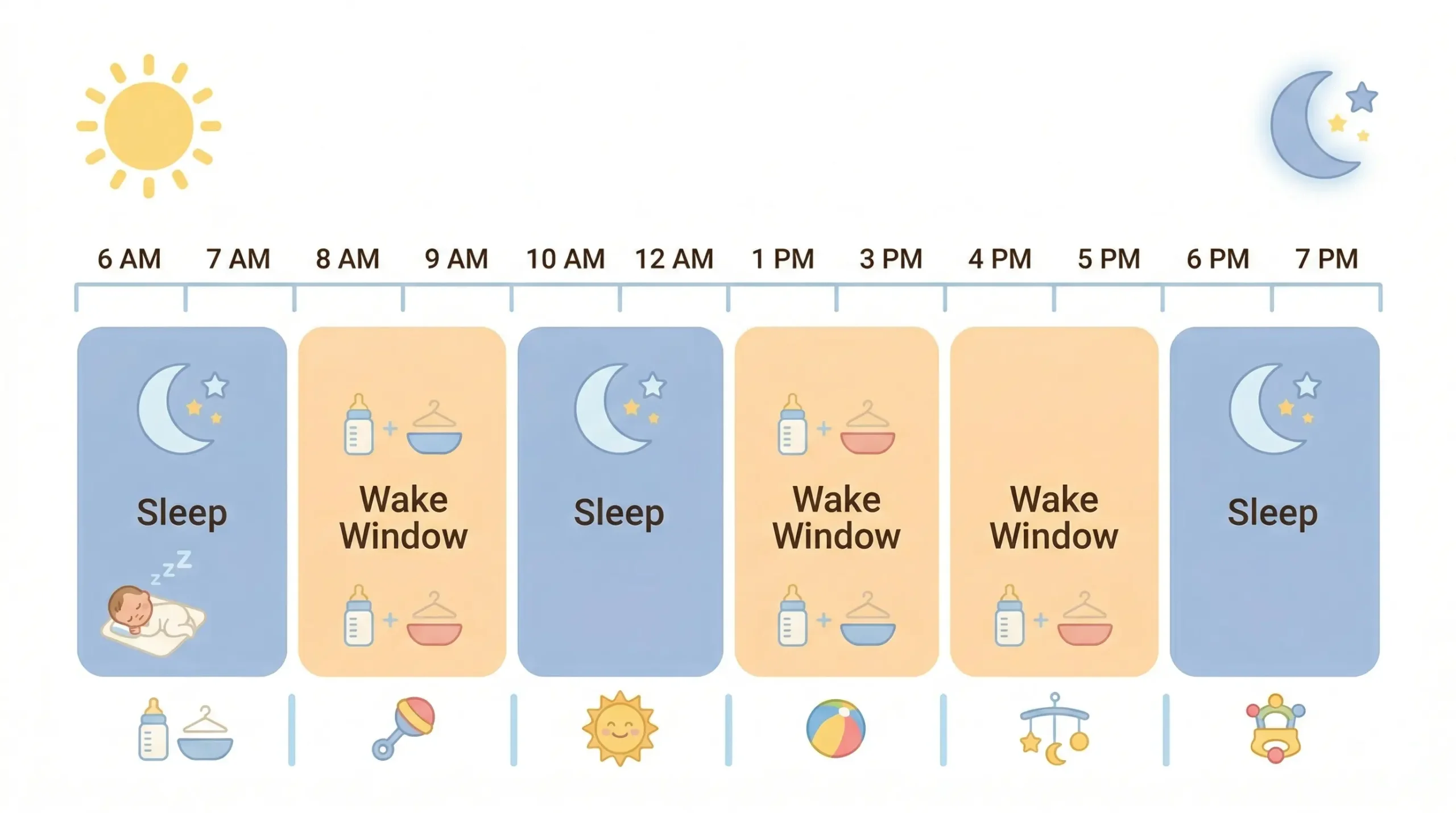 Sample 3 month old sleep schedule showing a realistic daily nap routine