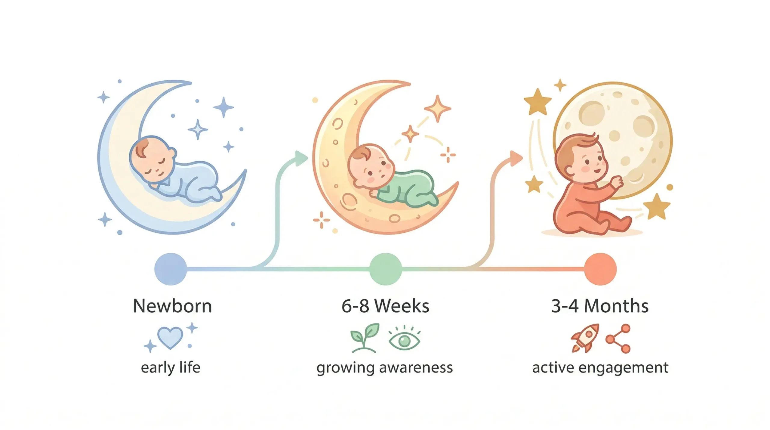 Timeline showing when to start a baby bedtime routine by age