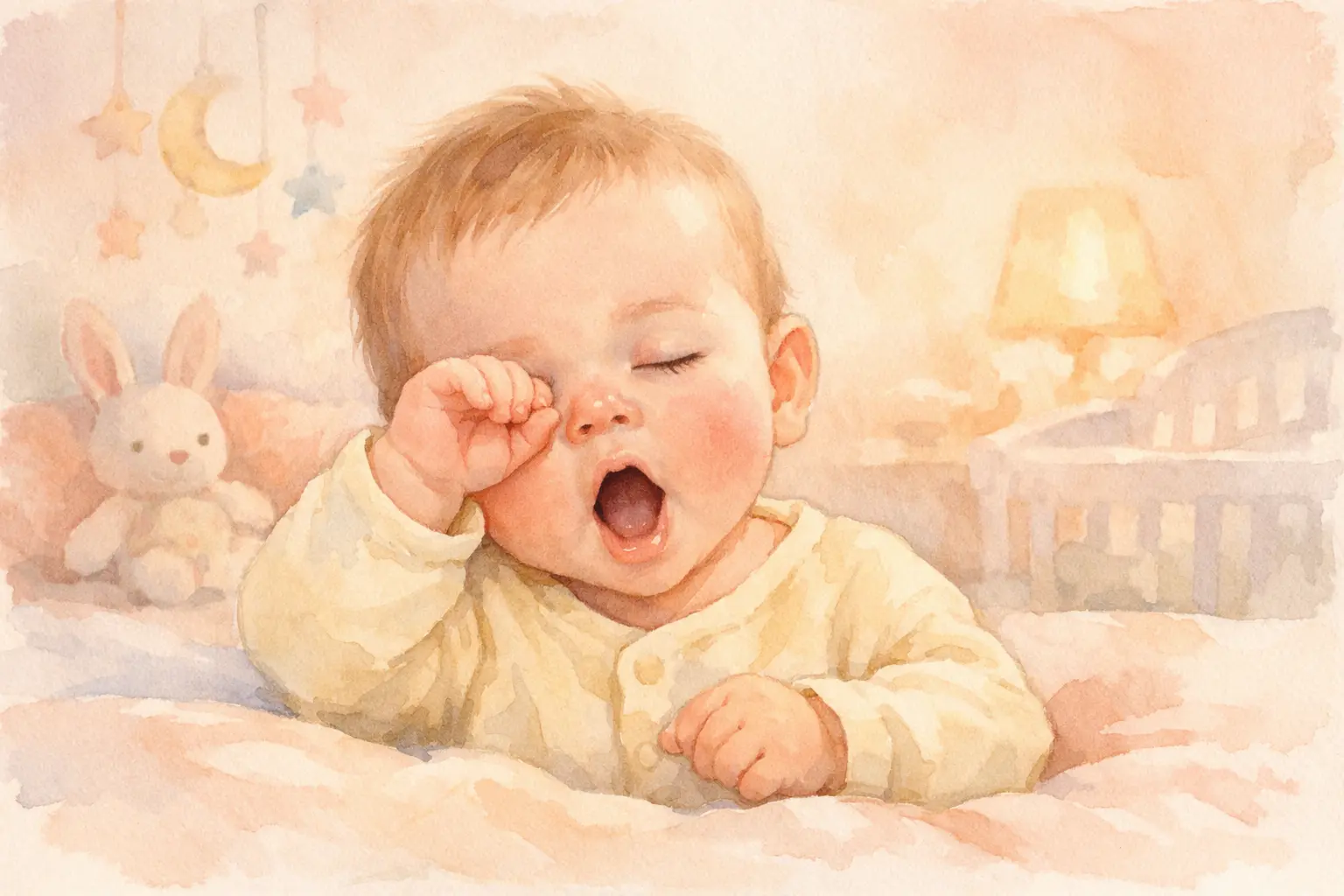 Illustration of baby sleep cues showing signs a 3 month old is ready for a nap